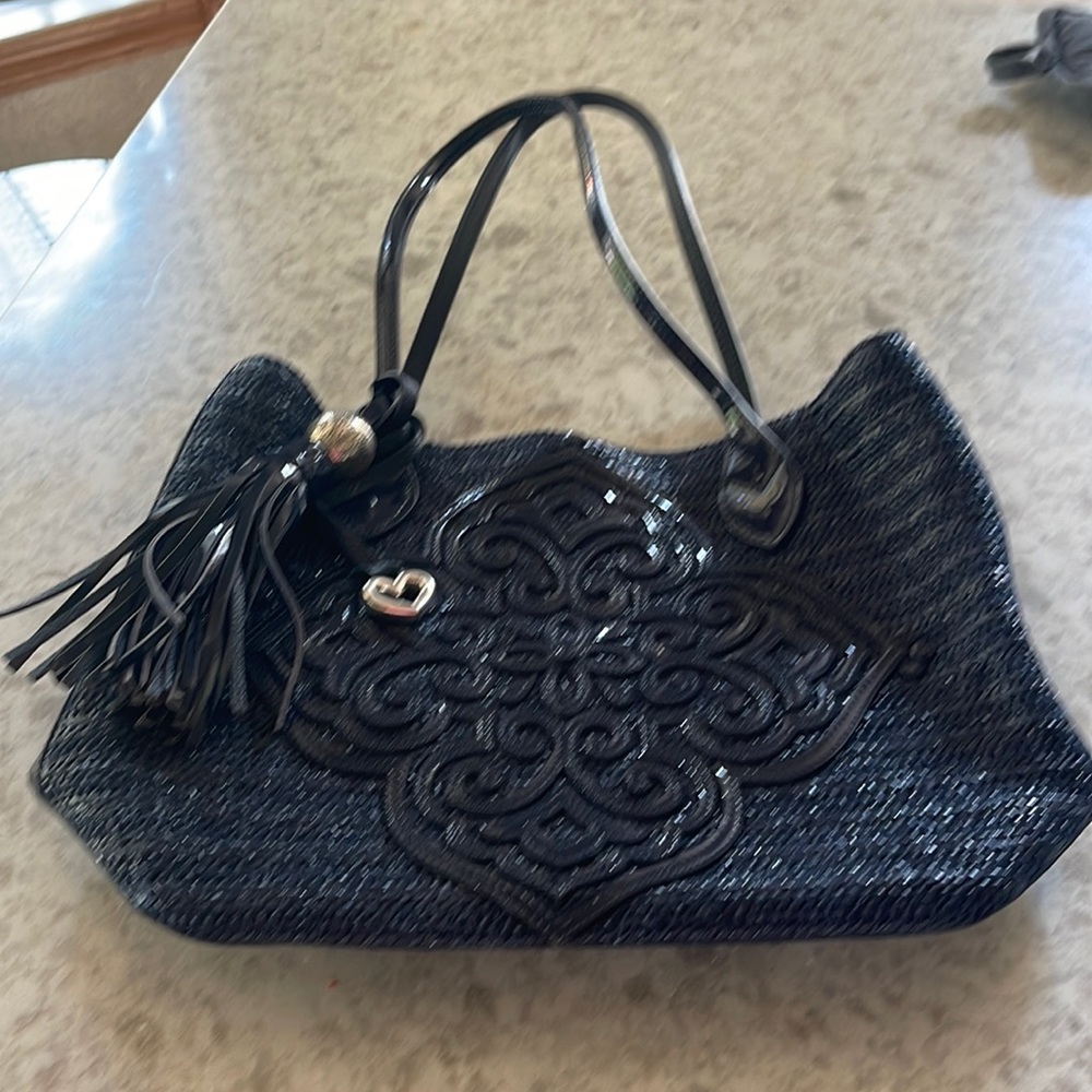 Brighton Blue Straw Tote